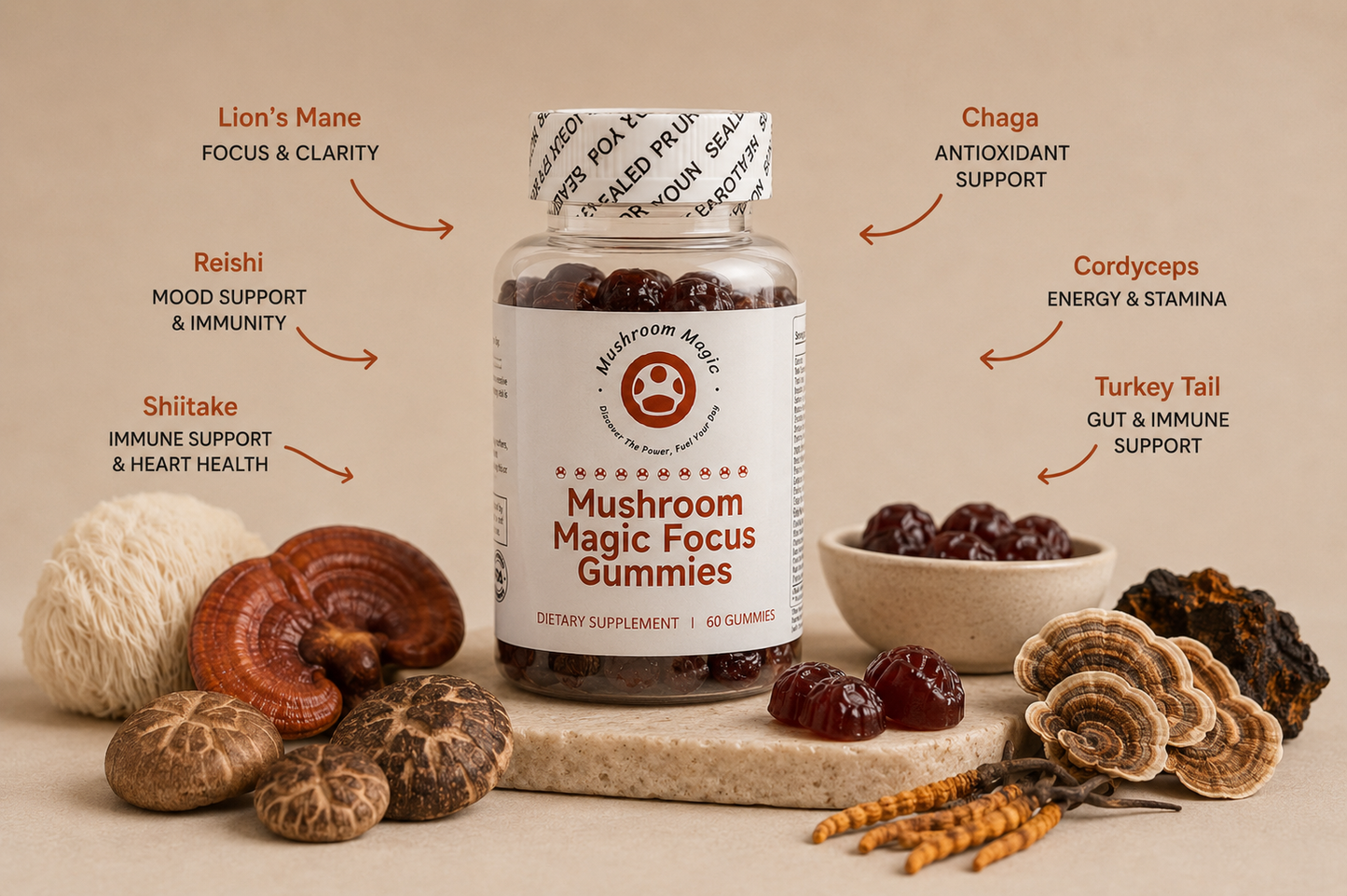 Mushroom Magic Focus Gummies
